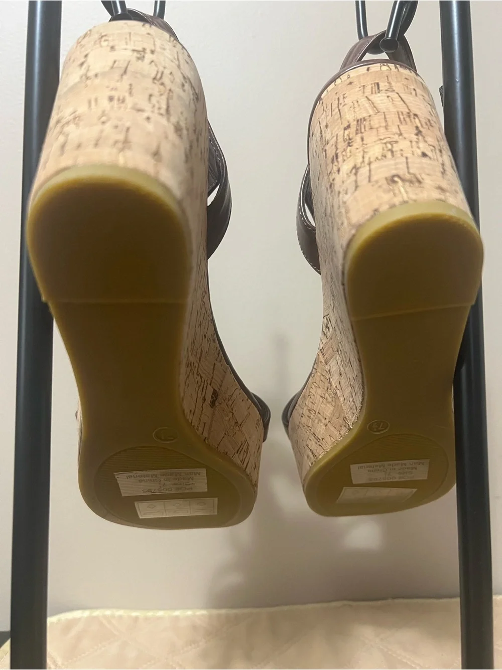 Journee Collection Brown Cork Platform Wedge Sandals